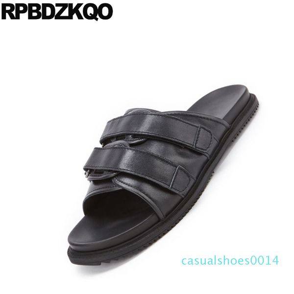 

outdoor slip on slides 2018 slippers sandals casual summer black designer shoes men luxury genuine leather soft c14