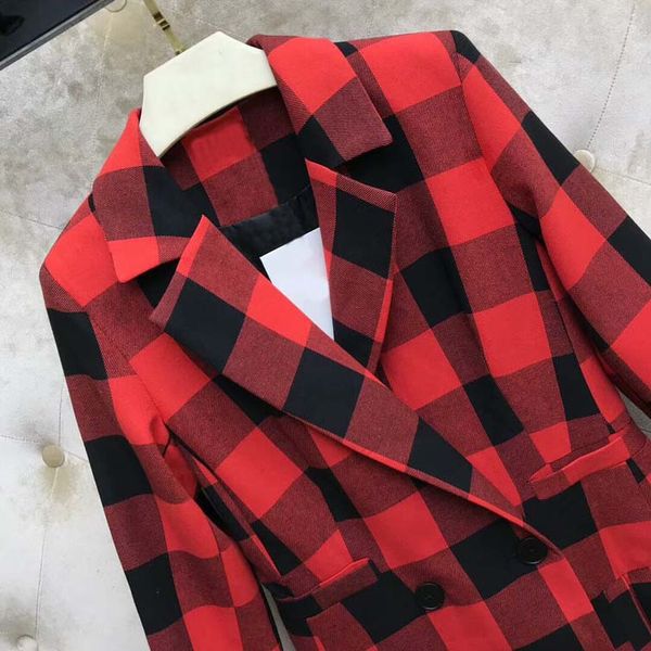 

конструктор женщин plaid blazer длинный толстый 2019 осень новая зима марка куртка для леди мода плед женщины luxury одежда s-l, Tan;black