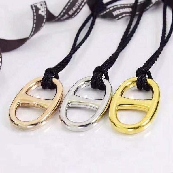 

2020 designer h pig nose pendant black rope couple necklace pig nose scarf buckle scarf buckle