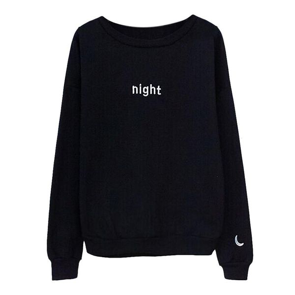 

sudaderas mujer harajuku letters day &night embroidered sweatshirt women long sleeve hoodie loose women hoodies sweatshirts elastic, Black