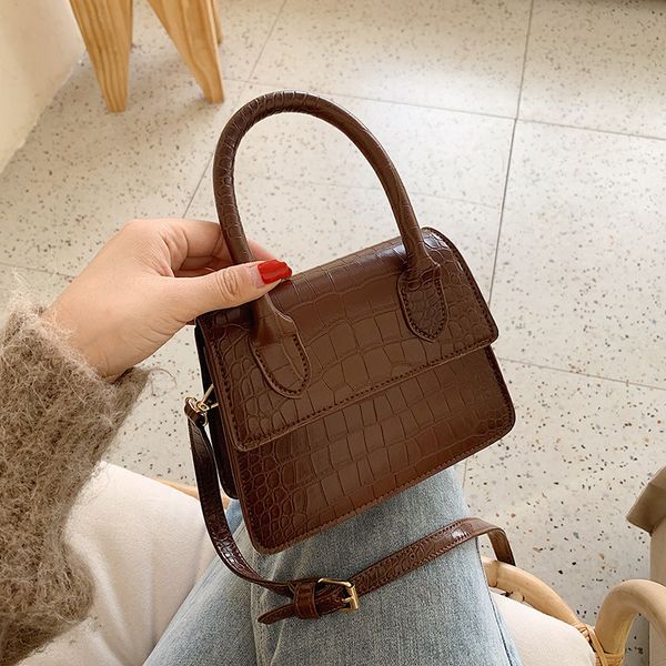 

bag for women's bag texture women korean retro fashion crocodile pattern portable small square shoulder messenger