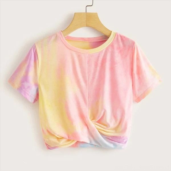 

2020 tie-dyed gradient printing loose women's 2020 t-shirt tie-dyed gradient printing loose t-shirt women's top, White