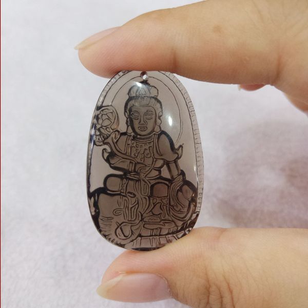 

yu xin yuan natural obsidian carved guanyin necklaces & pendants with necklace lucky amulet blessing women men jewelry, Silver