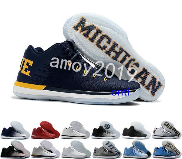 

chaussures 31 xxxi low michigan wolverines men basketball shoes marquette 31s mens trainers zapatos sports designer sneakers, Black