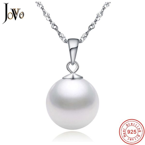 

jovo fashion popular women necklace pearl pendants sterling s925 silver clavicle chain fine jewelry lady trendy female gift