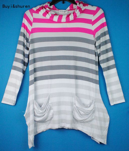 

2020 large size modal european and american version of the hooded digital printing strip long t-shirt, White