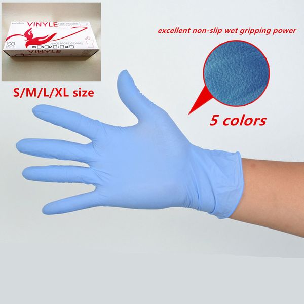 

100 pcs/lot high elasticity pvc disposable waterproof gloves sgs food grade allergy work safety gloves 5 colors