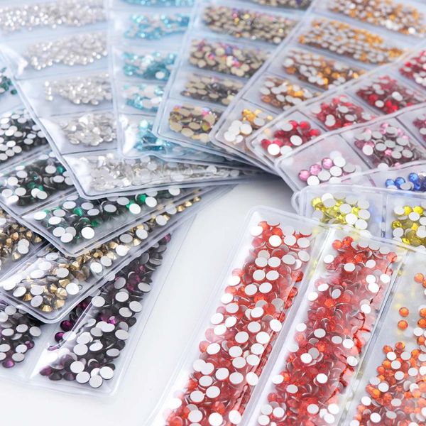 

1728pcs glass multi-size crystal nail rhinestones set flatback glitter strass 3d nail art decorations for jewelry, Silver;gold