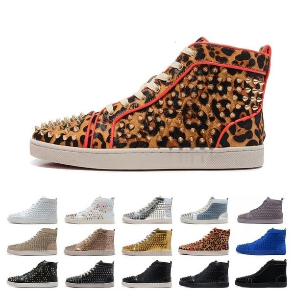 

sale designer studded spikes flats shoes mens sandals shoes for men and women party lovers genuine leather sneakers