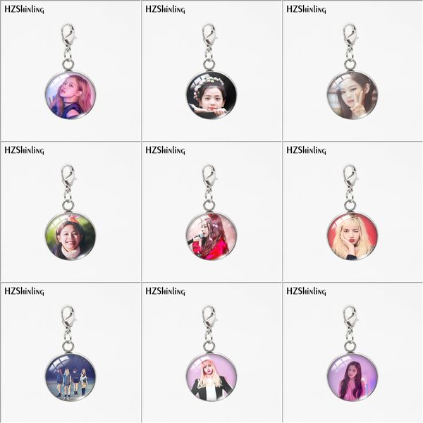

hzshinling k-pop female group blackpink round glass pendants stainless steel round charms detachable necklace or keychain, Bronze;silver