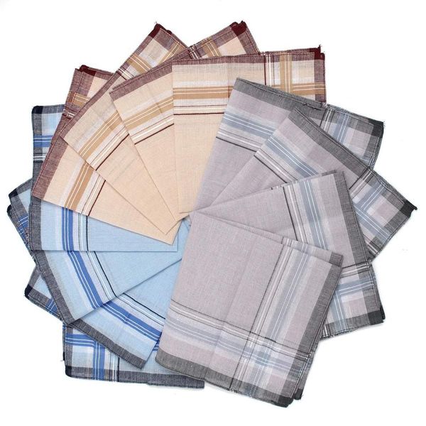 

12pcs/lot men plaid square handkerchiefs, 36x36cm cotton soft vintage men's business suit pockets handkerchief male grid hanky, Blue;purple