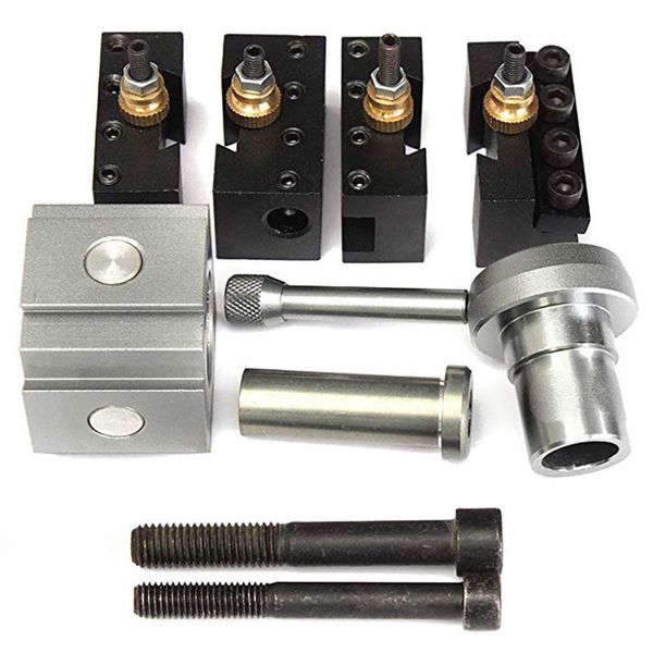 

quick change tool post set for 7 x 10", 7 x 12",7 14" table hobby lathes 7pcs/set mini lathe quick change tool post kit sale