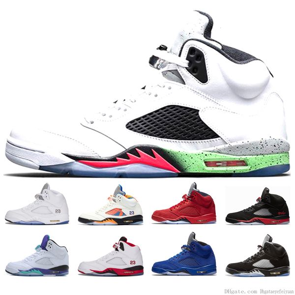 

новые мужские ботинки баскетбола 5 5s space jam og black metallic red blue suede бред белый черный цементные oreo дизайнерская обувь спорт к