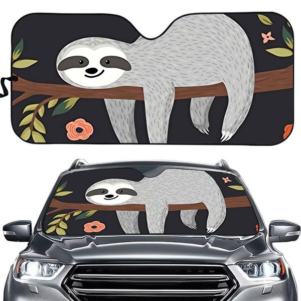 

car front windscreen sun shade sun visor covers aluminum foil sloth pattern uv protection anti-oxidation car sunshade cover