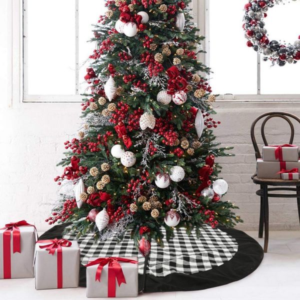 

christmas tree ourwarm plaid christmas tree skirt black&white