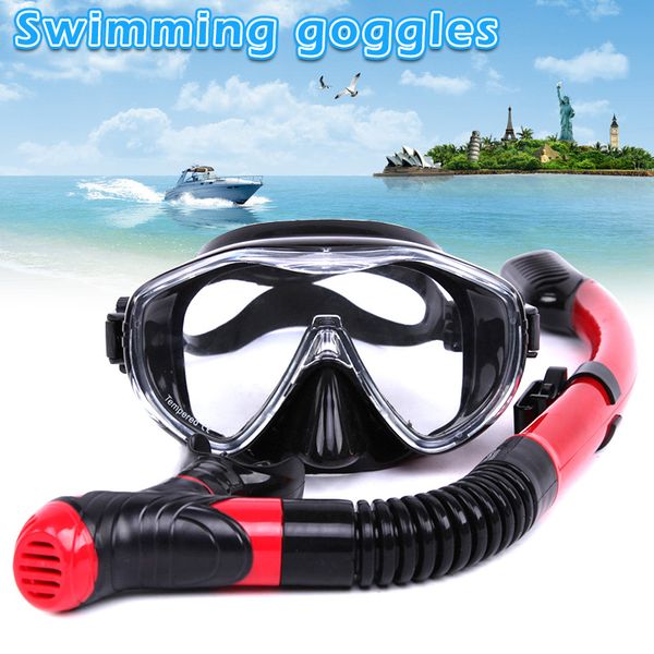 

swimming goggles wide view anti-fog with dry breath snorkel for diving summer hv99