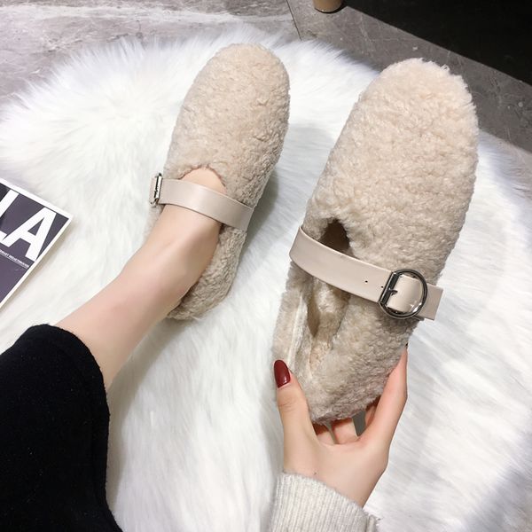 

moccasin shoes loafers fur 2019 fashion women's female footwear round toe casual sneaker moccasins modis dress winter new, Black