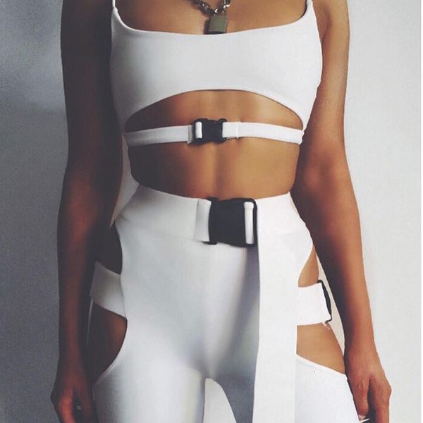 

женщины дизайнер одежды женщин конструктора костюмы sexy solid color 2 шт наборы обрезанные sling топы и талии выдалбливают мода, Gray