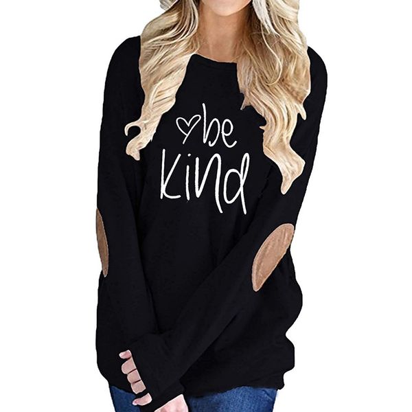 

women casual patchwork full sleeve round neck hoodies letter alphabet printed sweatershirt female pullovers hoodie mujer, Black