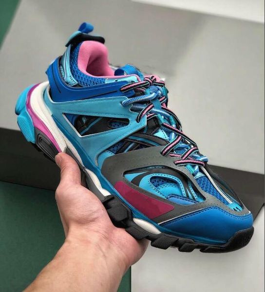 

paris track 3.0 tess men women triple s comfort casual shoes clunky sneaker blue pink white fashion luxury designer dad shoe chaussures, Black