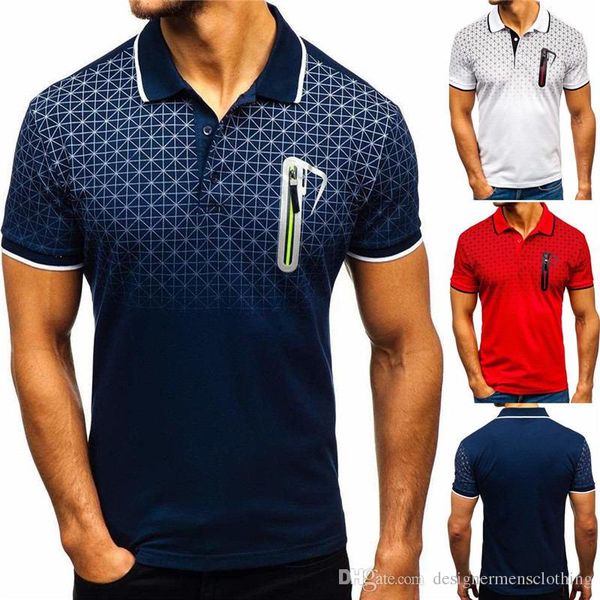

Lapel Neck Mens Designer Polos Short Sleeve Solid Color Fashion Mens Tops Casual Zipper Male Tees