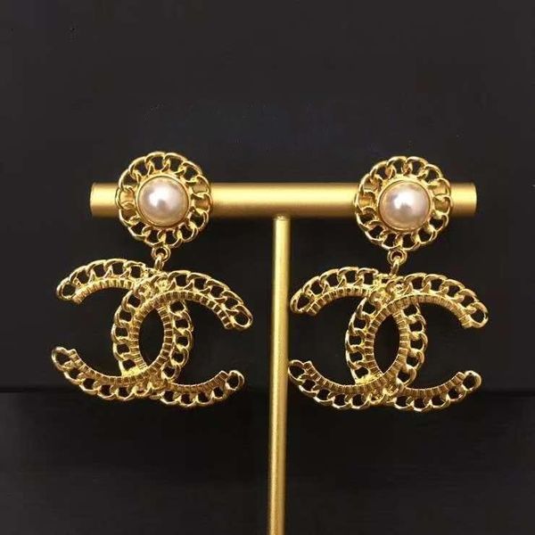 

new pearl chain hollow earrings women fashion trend earrings, Silver