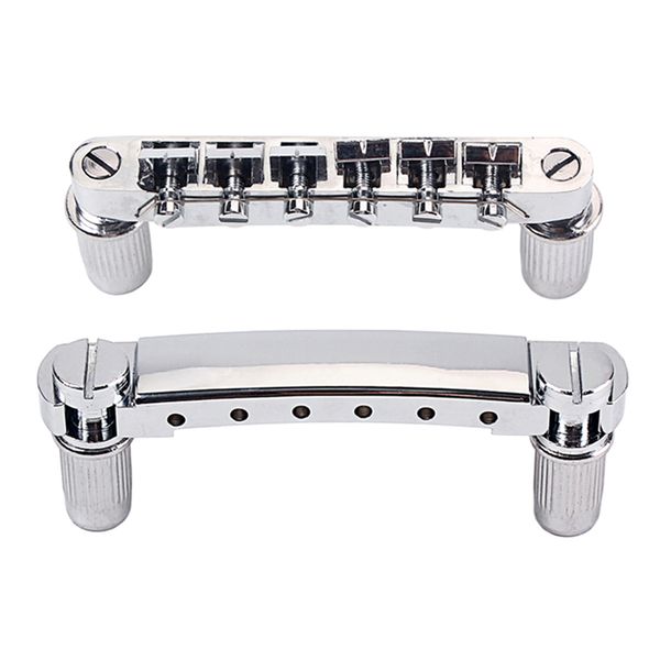 

electric guitar ball bridge and tailpiece replacement set electric guitar lp replacement patch for 6 strings - silver