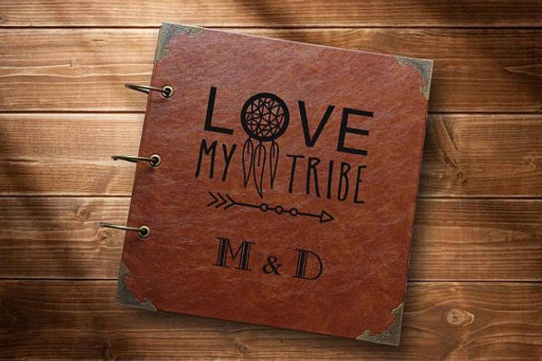 

love p , personalized p , pu leather ring binder custom guest wedding guest bo