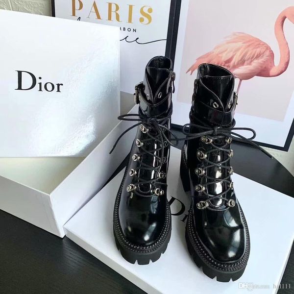 

locomotive with martin boots female retro knight boots 2019 new patent leather thick with thick black short boots female size 35-40
