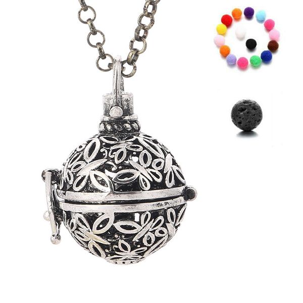 

butterfly essential oil diffuser necklaces for women aromatherapy locket pendant necklace fashion jewelry gifts, Silver