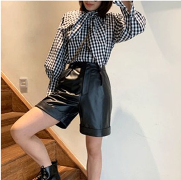 

2020 new fashion real genuine sheep leather shorts g9, White;black