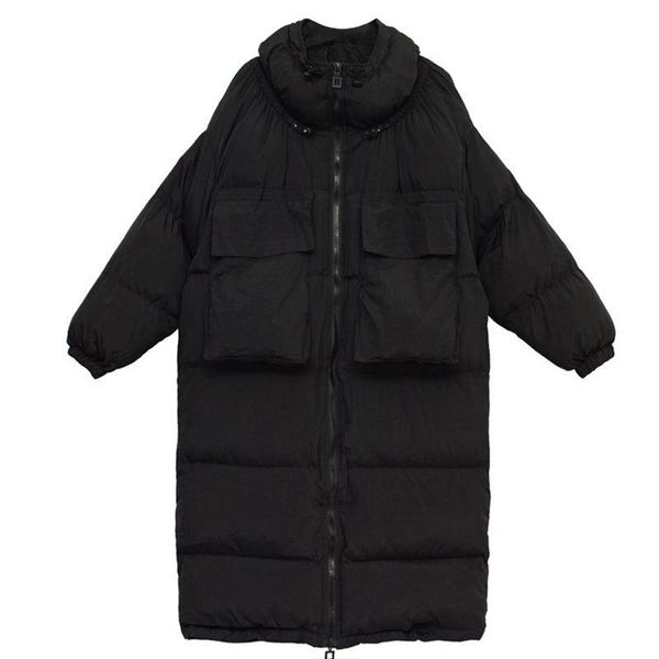 

women's down & parkas women winter long coats parka oversized solid jackets female loose casual thick warm cotton padded outwear, Black