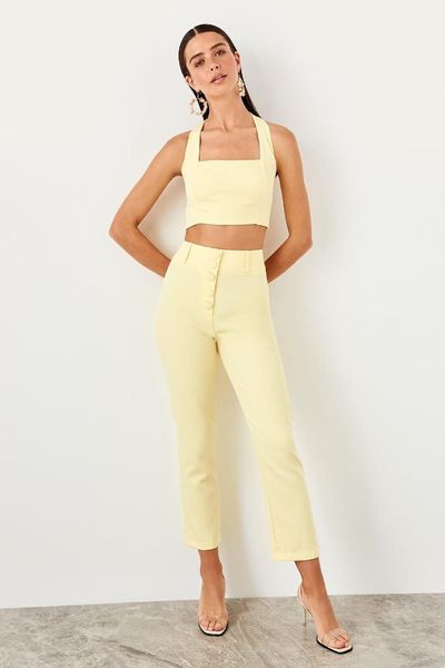 

модные желтые расклешенные брюки twoss19wx0086, Black;white