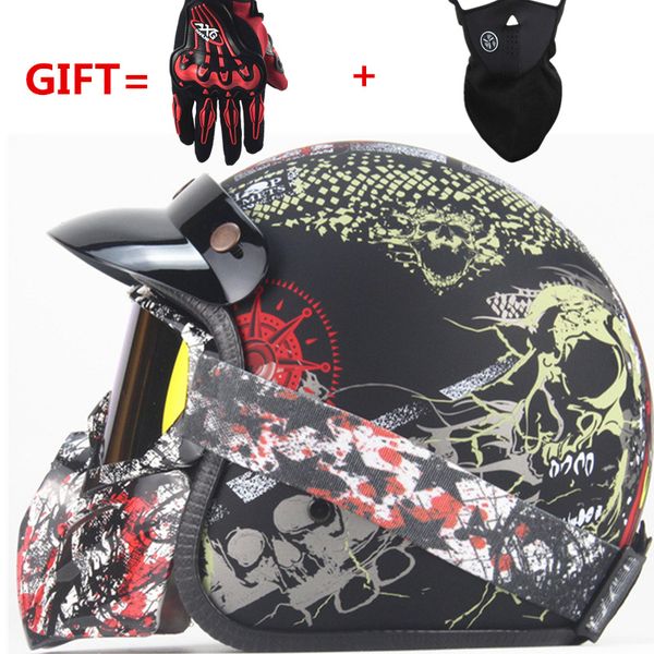 

3/4 helmets motorcycle open face vintage motorcycle helmet with goggle mask