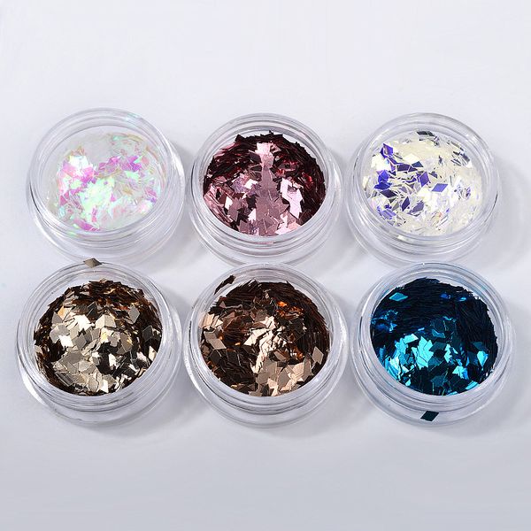 

6 pcs nail art sequins glitter decorations diy handmade manicure for women lady 88, Silver;gold