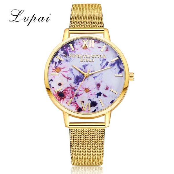 

lvpai brand fashion casual women watch round flower style quartz mesh belt modern simple style lady wristwatch christmas gift, Slivery;brown