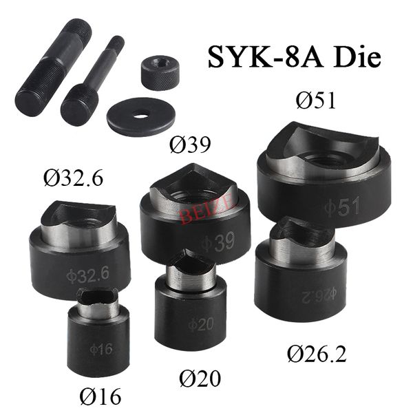 

16-51mm hydraulic hole punch dies 16mm 20mm 26.2mm 32.6mm 39mm 51mm for syk-8/15 and attached two pull rods