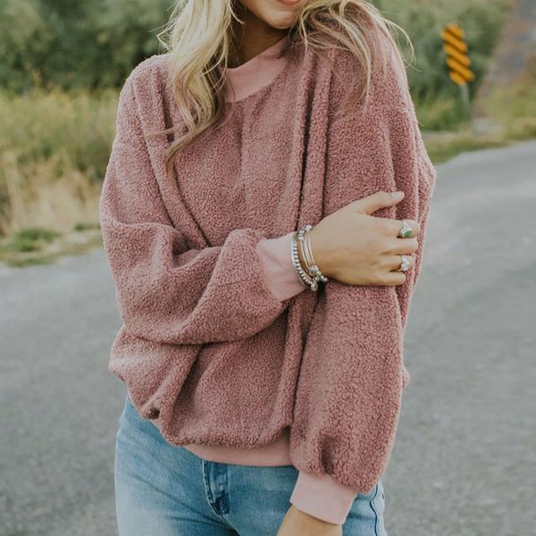 

women calsual long sleeve solid knitting sweatshirt blouse sudaderas para mujer vetement femme 2018 roupas felpe donna, Black