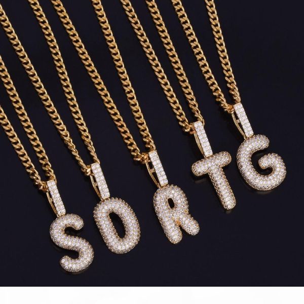 

hip hop jewelry men's small bubble letters necklaces &pendant custom name charm gold silver ice out cubic zircon cuban chain