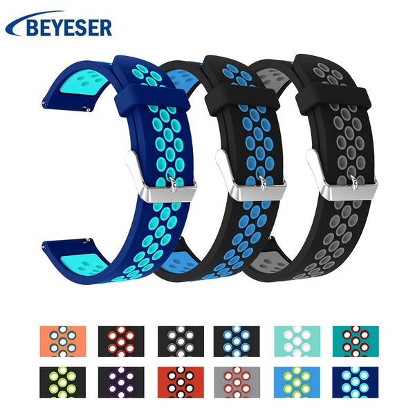 

round hole silicone watchband for samsung galaxy watch 42mm rubber replacement bracelet band 20mm width strap gear s2/sport band, Black;brown