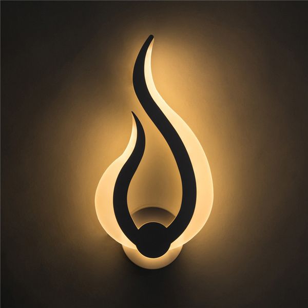 

modern led wall sconce with 10w flame shaped ac90-260v acrylic device, artistic decoration for indoor, bathroom 10012