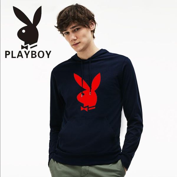 

european and american men's 2019pla.yboy sleeved letter sweater men's autumn and winter warm sweater sweater, Black