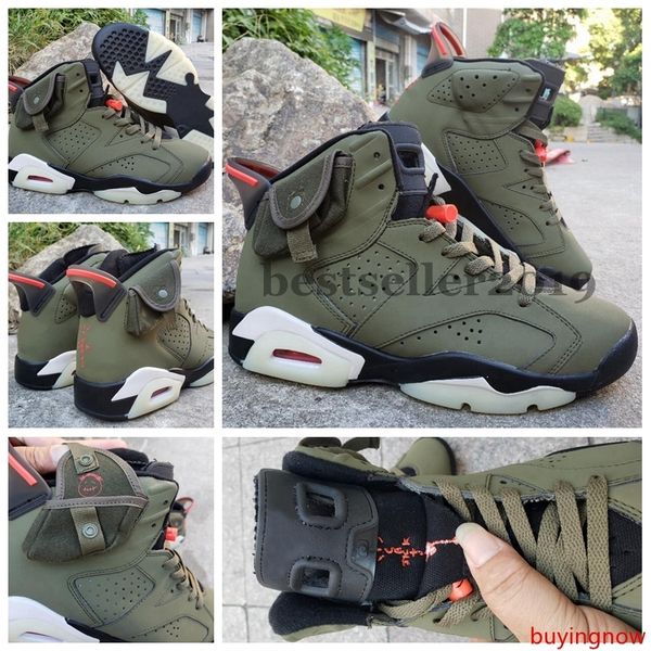 

2020 travis scotts x 6 mens basketball shoes 3m ts olive green designer sneakers tinker cactus jack baskets 6s des chaussures size 13