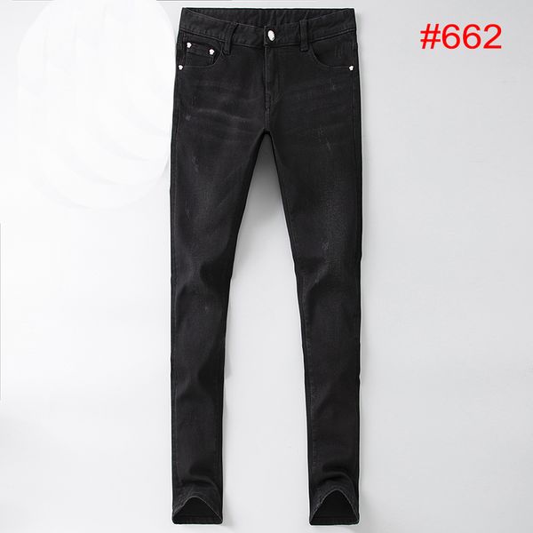 

мужские дизайнерские джинсы мода италия мужчины классический культивировать medusacasual рваные байкер джинсы vn8 slim fit штанины мода мужс, Black