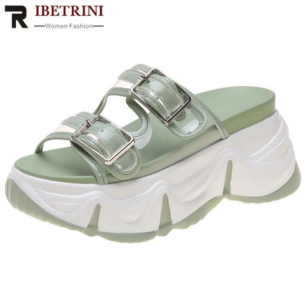 

ribetrini new 2020 ins transparent shoes women comfy high platform sandals summer casual wedges sandals, Black