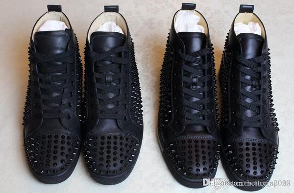 

wholesale italy brand sneakers red bottom men shoes full spiked high cut genuine leather red sole studs sneaker white black in stock