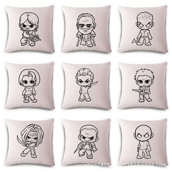 

a dead-alive person cartoon mianma version flax pillow back cushion