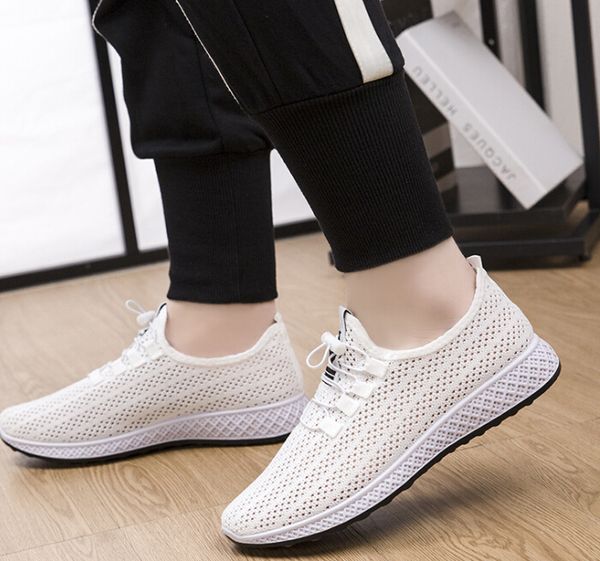 

wholesales summer new men's net shoes breathable mesh casual sports shoes hollow mesh trend men's shoes, Black
