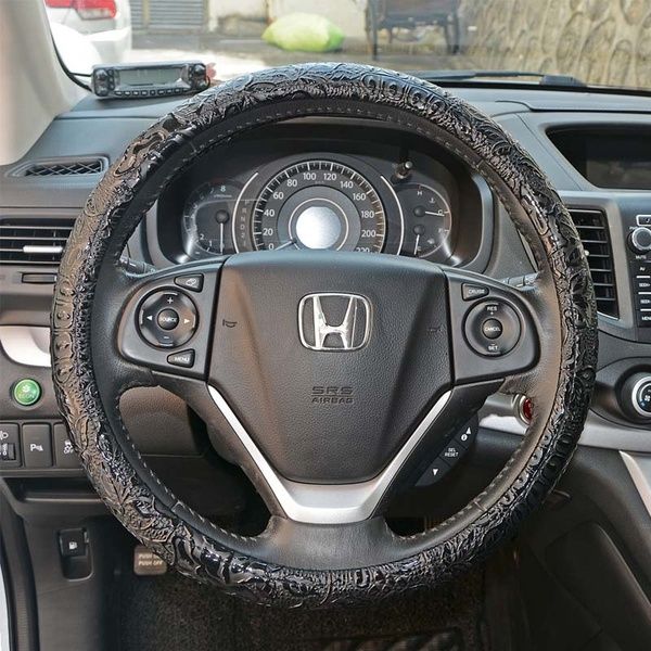 

универсальный 12-13 дюймов рулевого авто колеса автомобиля крышка с черной натуральной кожей для hrv crv accord corolla prius rav4 tacoma ca