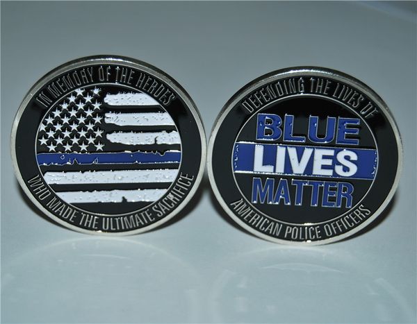 

police officer challenge coin. blue lives matter xl coin the thin blue line